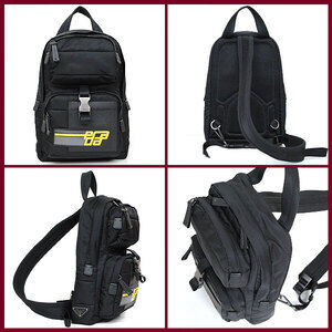 Prada black leather Saffiano Re backpack sling Nylon